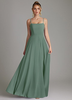 Azazie Elita Bridesmaid Dresses Eucalyptus A-Line Pleated Chiffon Dress image4