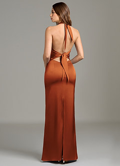 Azazie Francesca Bridesmaid Dresses Cinnamon Sheath Stretch Satin Dress image4