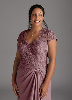 Azazie Junie Abiti per la Madre della Sposa Abito A-Line in Chiffon Pizzo Rosa Polverosa image10