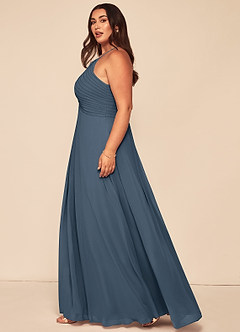 Azazie Ginger Bridesmaid Dresses Neptune A-Line Halter Pleated Chiffon Dress image13