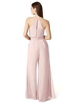 Azazie Kenzi Bridesmaid Dresses Blushing Pink Pleated Chiffon Jumpsuit image2