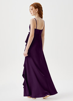 Azazie Kaylee Junior Robe Trapèze en Satin extensible avec ceinture Grain De Raisin image5