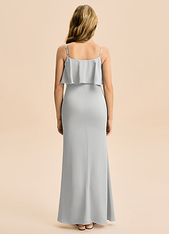 Azazie Galene Junior Jurk van Stretch Satijn met Zeemeermin Zilver image2