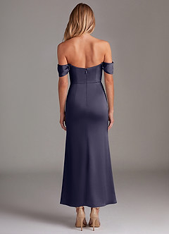 Azazie Saige Bridesmaid Dresses Stormy Mermaid Off the Shoulder Stretch Satin Dress image8