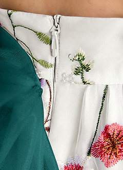 Azazie Peppa Flower Girl Dresses Ivory Peacock A-Line Sweetheart Neckline Tulle Dress image7