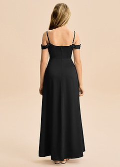 Azazie Lettie Junior A-Line Off-Shoulder Stræk satin Gulv-længde Junior brudepige Kjole image3