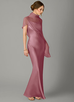 Azazie Jaleesa Bridesmaid Dresses Vintage Mauve A-Line High Neck Stretch Satin Dress image3