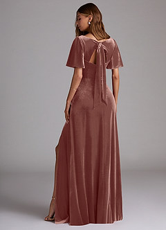 Azazie Kimber Bridesmaid Dresses Rustic Rose A-Line with Pockets Velvet Dress image5