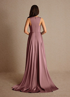 Azazie Niles Mother of the Bride Dresses Vintage Mauve A-Line Trains Stretch Satin Dress image4