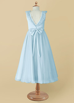 Azazie Dolly Flower Girl Dresses Sky Blue A-Line Bow Tulle Dress image8