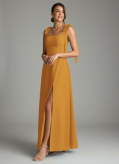 Azazie Debra Vestidos de damas de honor Vestido de Caramelo de Gasa de Corte en A Convertible con Con bolsillos image8