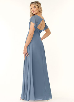 Azazie Rylee Bridesmaid Dresses Dusty Blue A-Line Pleated Chiffon Dress image4