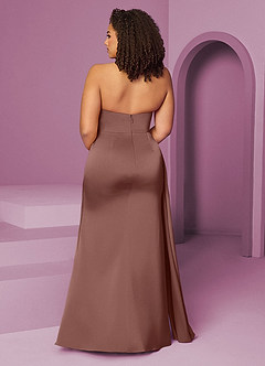 Barbie ♥ Azazie Brautjungfernkleider Meerjungfrau-Linie Plissee Stretch-Satin Kleid Espresso image12