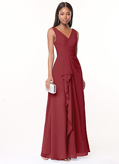 Azazie Julianna Robes de demoiselle d'honneur Robe Trapèze en Mousseline de soie Grenade image1