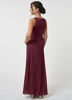 Azazie Lindie Junior Cabernet A-Line Pleated Chiffon Dress image4