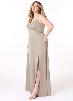 Azazie Dalilah Bridesmaid Dresses Frost A-Line V-Neck Pleated Stretch Satin Dress image8
