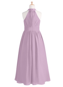 Azazie Iman Junior Linia A Pofałdowany Szyfon Długość podłogi Młodsza druhna Sukienka image7