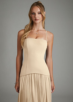 Azazie Alex Bridesmaid Dresses Champagne A-Line Corset Chiffon Dress image7