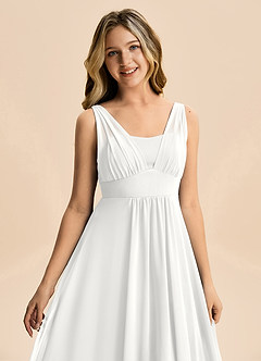 Azazie Odette Junior White A-Line Sweetheart Neckline Chiffon Dress image2