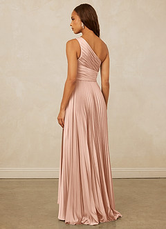 Christian Siriano Bridal for Azazie 1008 Robes de demoiselle d'honneur Robe Trapèze en Satin extensible Ue épaule Or Rose image9