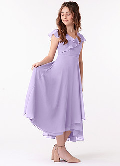 Azazie Posie Junior Lilac A-Line Ruched Chiffon Dress image1