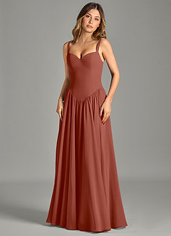 Azazie Evadina Suknie dla druhen Linia A Gorset Szyfon Do ziemi Sukienka image4