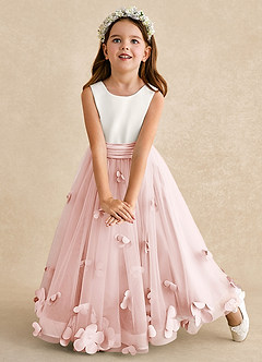 Azazie Vi Flower Girl Dresses Blushing Pink A-Line Sleeveless Tulle Dress image6