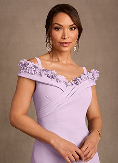 Azazie Jettie Abiti per la Madre della Sposa Abito Tubino in Chiffon Plissettato Lilla Glassato image4