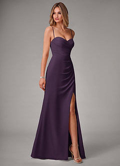 Azazie Haisley Brudtärnklänningar Klä av Tubklänning i Chiffong Av axeln Plommon Konvertibel image6