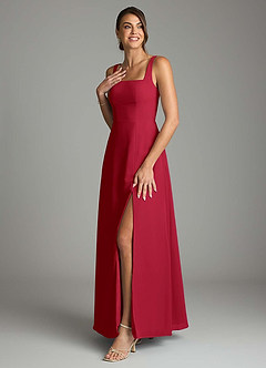 Azazie Debra Bridesmaid Dresses Scarlet A-Line with Pockets Chiffon Convertible Dress image5