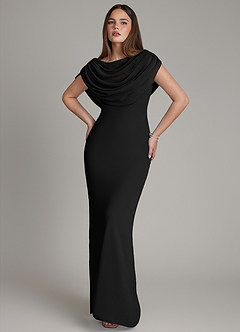 Azazie Hadley Bridesmaid Dresses Black Mermaid Pleated Chiffon Dress image1