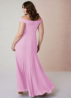 Azazie Lecia Bridesmaid Dresses Candy Pink Empire Off-The-Shoulder Pleated Chiffon Convertible Dress image9