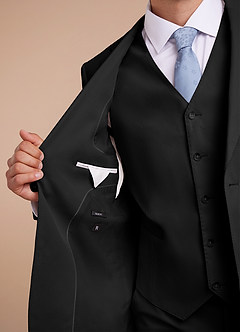 front Carter Black Cotton Linen Blend Suit Jacket