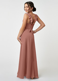 Azazie Emily Junior Cedar Rose A-Line Ruched Chiffon Dress image4