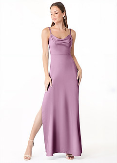 Azazie Alaija Brautjungfernkleider Meerjungfrau-Linie Seitliche Cut-Outs Stretch-Satin Kleid Blauregen image2