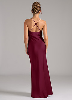 Azazie Tianna Bridesmaid Dresses Mulberry A-Line Stretch Satin Dress image2