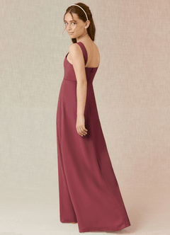 Azazie Denice Junior Merlot A-Line Chiffon Dress image2