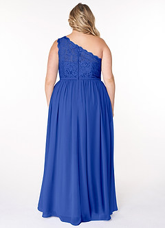 Azazie Demi Jurken voor bruidsmeisjes Jurk van Chiffon met A-Lijn One-Shoulder Koningsblauw image8