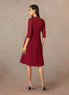 Azazie Olivia Mother of the Bride Dresses Burgundy A-Line Square Neckline Pleated Chiffon Dress image2