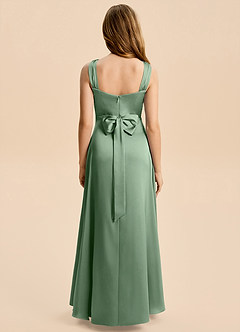 Azazie Kiki Junior Robe Trapèze en Satin extensible Arc Matcha image2