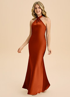 Azazie Chickie Junior Etui Plissee Stretch-Satin Kleid Paprika image5