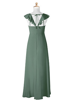 Azazie Amada Junior Eucalyptus A-Line Ruched Chiffon Dress image6