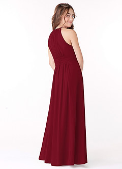 Azazie Bonnie Junior A-Linie Plissee Chiffon Kleid Burgunderrot image3