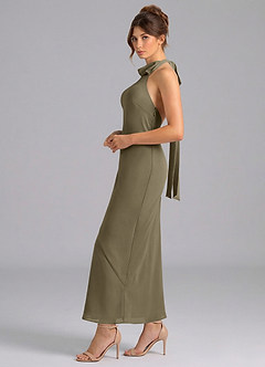 Azazie Velli Bridesmaid Dresses Willow Green Mermaid High Neck Chiffon Dress image4