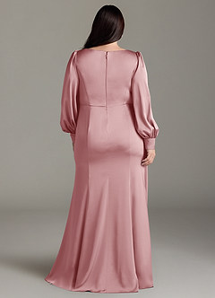 Azazie Raye Bridesmaid Dresses Dusty Rose Mermaid Long Sleeve Stretch Satin Dress image8