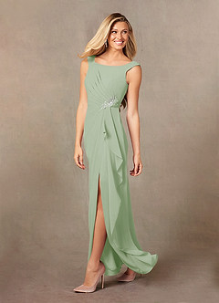 Azazie Yarrow Venta Final Vestido de Dark Navy de Gasa de Corte en A con Plisado image4