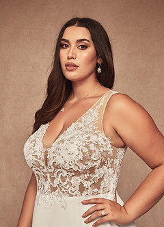 Azazie Trixie Final Sale Diamond White Caramel A-Line Sequins Chiffon Dress image12