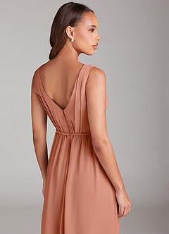Azazie Tanicia Robes de demoiselle d'honneur Robe Trapèze en Mousseline de soie Plissée Mai Tai image6