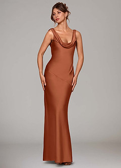 Azazie Rylina Bridesmaid Dresses Cedar Rose Mermaid Stretch Satin Dress image3