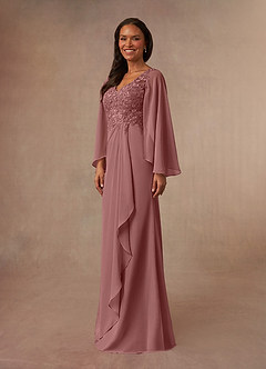 Azazie Perry Mother of the Bride Dresses Mermaid V-Neck Lace Chiffon Floor-Length Dress image2